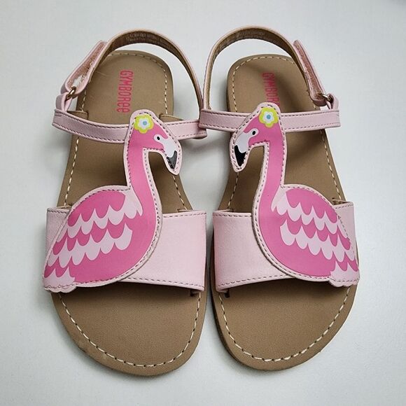 Gymboree Girls Tropical Paradise Pink & Brown Flamingo Sandals Size 13 - Picture 2 of 11
